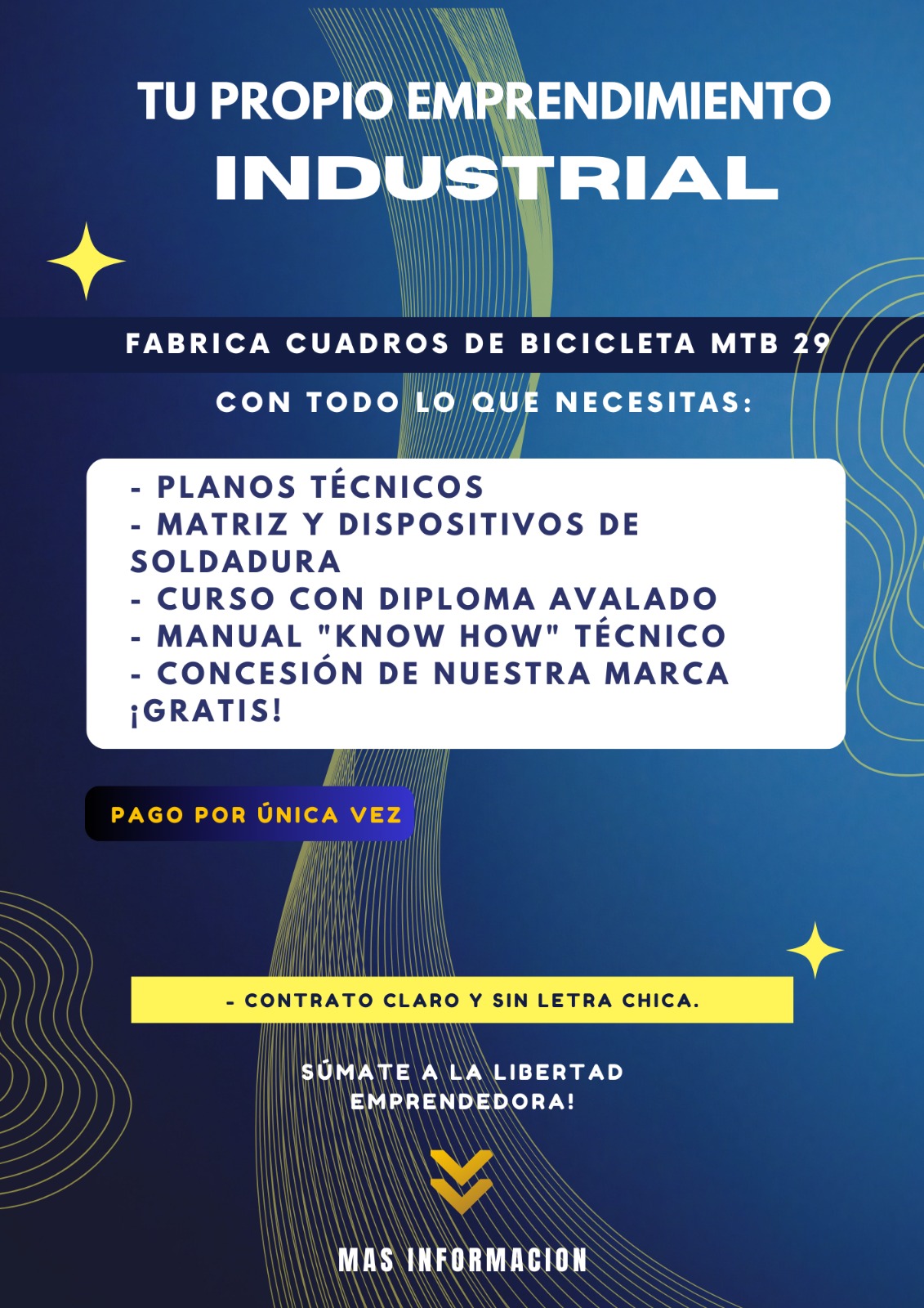 Fabricar Cuadro de bicicleta MTB 29. Con todo lo que necesitas: Planes tecnicos, Matriz y dispositivos de soldadura, Curso con diploma valido, Manual KNOW HOW tecnico, Concesión de nuestra marca !gratis¡. Pago por unica vez